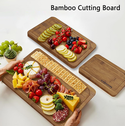 Bamboo Cutting Board Set - 100% Natural, and Durable - Large and Sturdy Surface for Kitchen, Organic -Perfect for Cutting Meat, Vegetables, and Fruits. (Bamboo Brown)